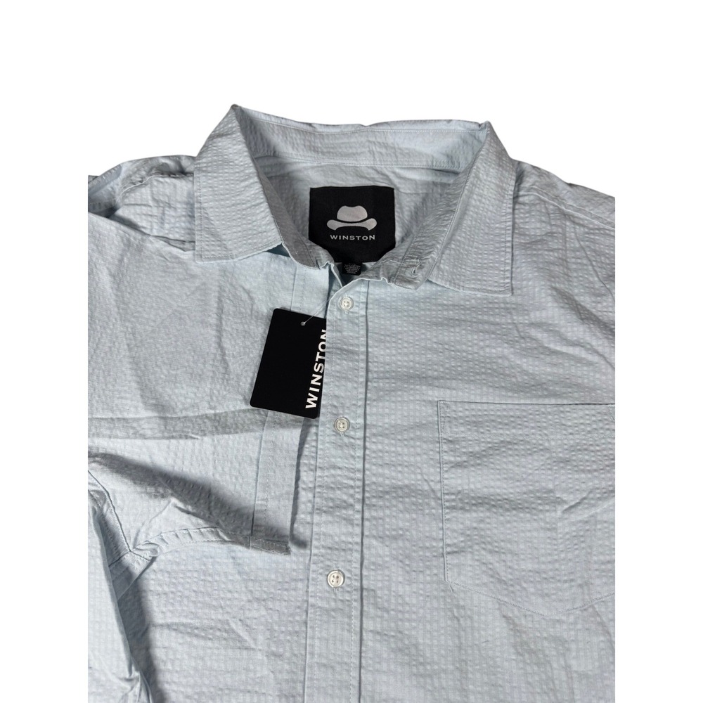 Winston Button Down Shirt Men 4XL Light Blue New Seersucker Short Slv 2PW1032X
